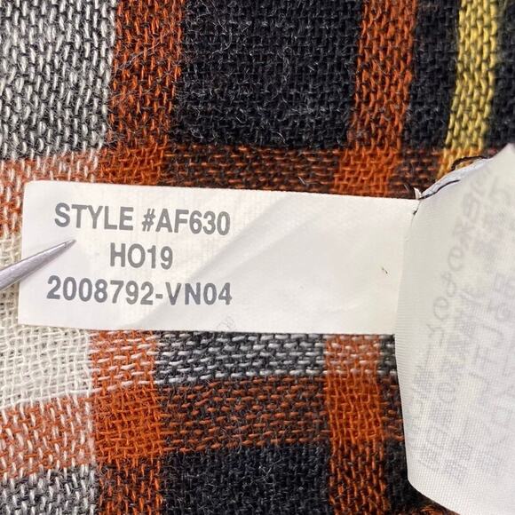 Madewell Plaid Flannel Ruffle Cuff Top Womens M Rust V-Neck Cozy Fall Feminine - Picture 11 of 12